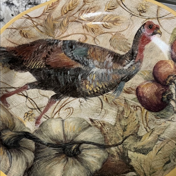 Pottery Barn Fresco Bountiful Wild Turkey Salad Plate Thanksgiving - Picture 2 of 3